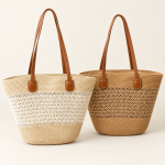 Bolsos playeros tejidos natural y camel